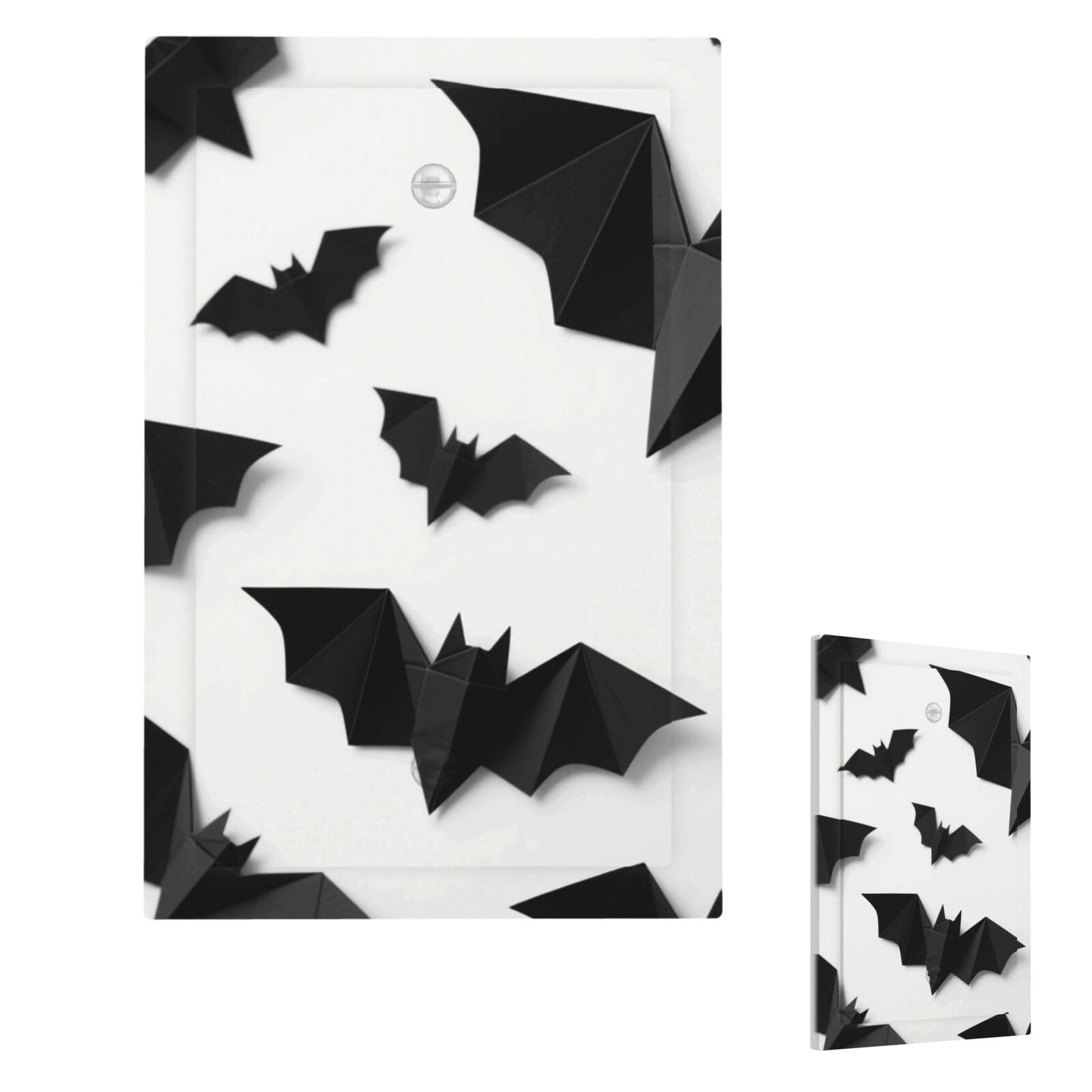 Fekiloot Single Blank Halloween Bats Wall Plate Cover Modern Decorative 1 Gang Light Switch Cover Unbreakable Receptacle Outlet Covers For Living Room Bedroom Home Decor