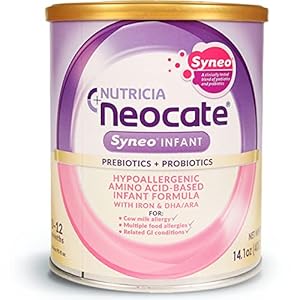 Neocate Syneo Infant – Hypoallergenic, Dairy-Free, Amino Acid-Based Baby Formula with Prebiotic Fiber, Probiotics & DHA/ARA – Food Allergy-Friendly Formula – 14.1 oz (Pack of 1)