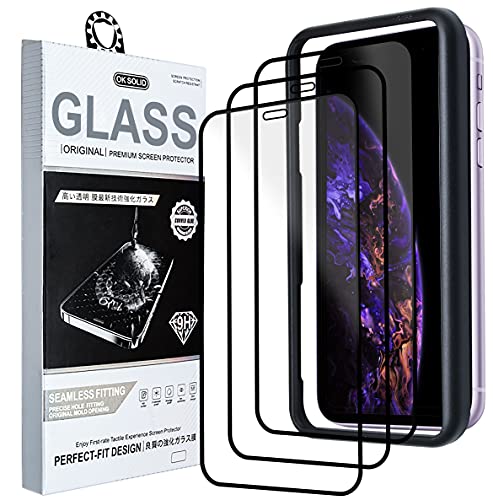 [3 PACK] Crocon Screen Protector Designed For iPhone 11 / iPhone XR | 6.1 Inch | Edge to Edge Full Coverage | Bubble Free Tempered Glass | Anti Fingerprint | Anti Scratch With Easy Installation Frame