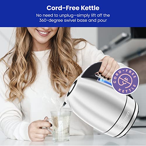 Chefman Electric Tea Kettle, 1.8 Liter Hot Water Electric Kettle Temperature Control Water Boiler with 5 Presets, Tri-Colored LED Lights, Keep Warm, Automatic Shutoff, Stainless - image 6