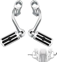 Vista 8 de FOVPLUE Estriberas de carretera de 1.25 pulgadas, estriberas ajustables en ángulo largo con soportes para Harley Touring Street Glide Electra Glide