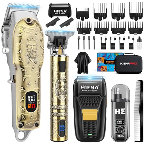 HIENA PRO Tondeuse à cheveux pour homme, sans fil, tondeuse à cheveux, tondeuse à barbe, rasoir à lames, tondeuse de nez, kit complet de rasage et de coupe...