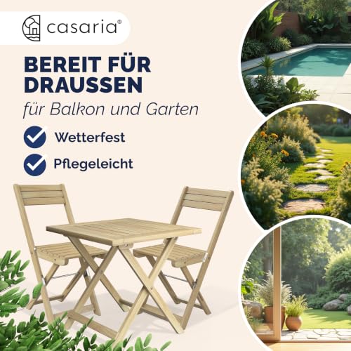 CASARIA Bistro Set Outdoor 3 Teilig wetterfest FSC®-Zertifiziert Teakoptik – Ansicht 2