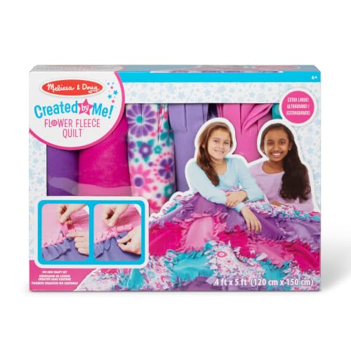 Image of Melissa & Doug Created by Me! Flower Fleece Quilt No-Sew Craft Kit (48 squares, 4 feet x 5 feet)