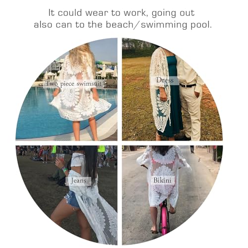 shermie Women's Summer Lightweight Kimono Cardigan Short Sleeve Floral Swimsuits Cover Up4