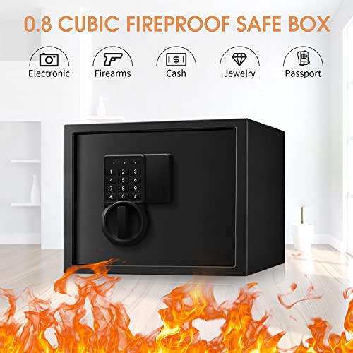 0.8 Cu Ft Small Safe Box For Home Use, Digital Home Security Safe With Programmable Keypad And Removable Shelf, Money Safe For Firearm Medicine Money Documents Valuables #TOP2