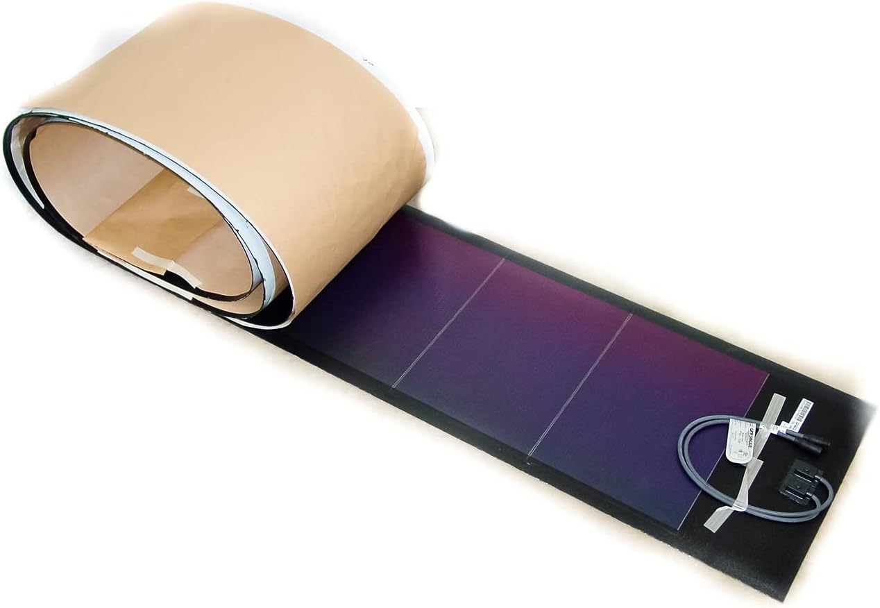 Unisolar 128 Watt Flexible Solar Panel PV Laminate - 24 volt with quick connect cables. 216 inch x 15.5 inches - Peel & Stick