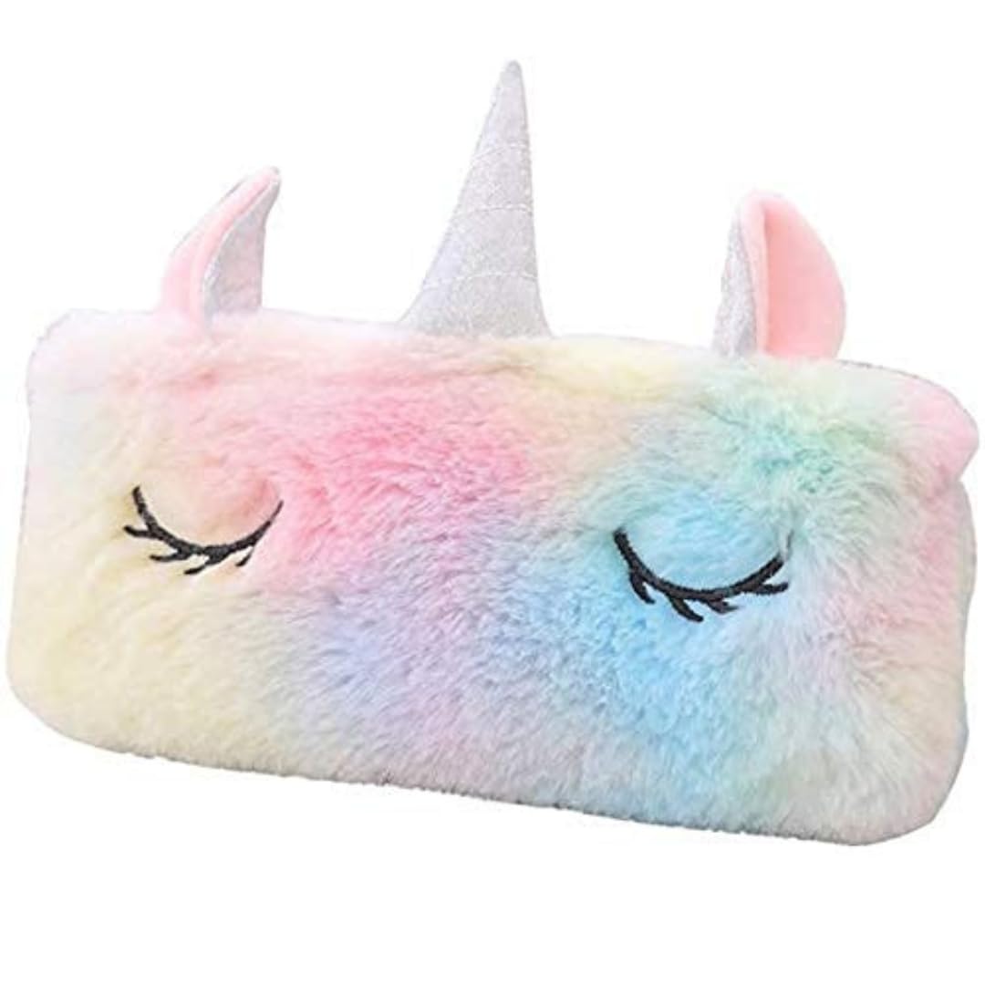 Rhinetoys Unicorn Soft Plush Fur Fabric Pencil Case and Beauty Makeup Storage Kids School Supply Organizer with Designs for Girls one pc, Pink (B0CX9M9SMF) Amazon Price History, Amazon Price Tracker