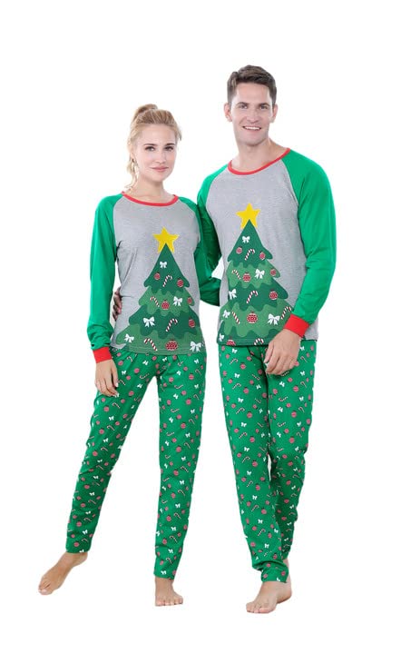 Benaive Matching Family Christmas Pajamas Set Boys Girls Holiday xmas Pjs for Family Toddlers Kids Children Sleepwear Cotton Womens Mens Pyjamas Jammies (Green & Grey, Christmas Tree, Kid-6) - image 2