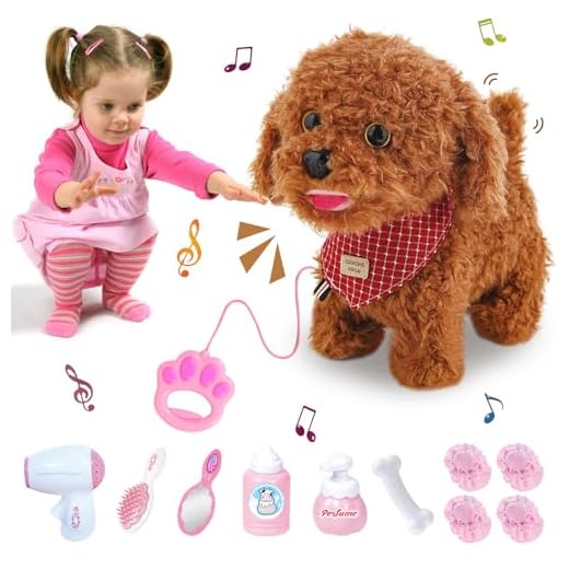 FORMIZON Electrónico Perritos de Juguete, Electrónica Interactivos Juguete, Perro de Juguete Electrónico de Felpa, Perro Mascota para Niñas, Regalo de Cumpleaños para Niños (Osito de Peluche)