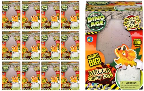 JA-RU Jumbo Dinosaur Egg (12 Eggs Pack) Hatching & Growing Giant Dinosaur Toy for Kids & Adult, Boys & Girls. Surprise Mystery Water Bathtub Toy. Jurassic Novelty Easter Egg Stuffers. 1747-12