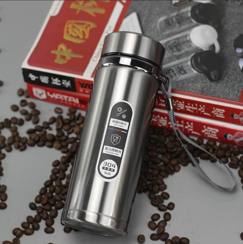 Image of Stainless Steel Vacuum Insulated Water Bottle | Double Wall Flask for Hot & Cold Beverages | Leakproof Travel Bottle for Office, Gym, School & Outdoor | Silver | (Silver, 1000 Ml)