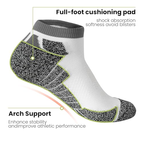 Wildarms Men’s Compression Running Ankle Socks Low Cut Anti-Blister Moisture Wicking Cushioned Athletic Socks for Men 3 Pairs4