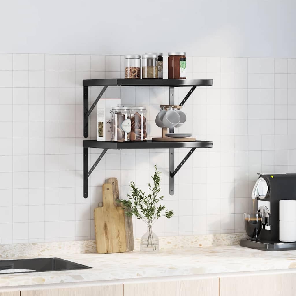 Generisch Wandregale 2 STK. 50x40 cm Schwarz Edelstahl,Möbel,Regalsysteme,Wandregale-3214517