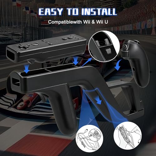 Image of GLCONN Wii Remote Controllers Shooting Game Wii u Zapper Gun Grip-Wii & Wii U Remote Game Suitable Hunting Guns for Wii Accessories,Black,2 Pack