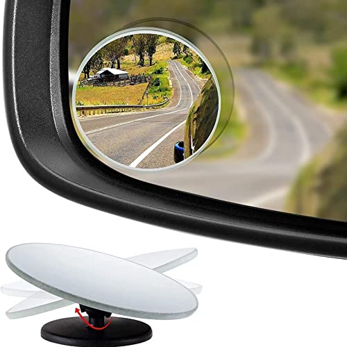 Viynran 2 Pack Blind Spot Mirrors For Cars, Waterproof 360°Rotatable Convex Rear View Mirror For Universal Cars, Adjustable HD Wide Angle Convex Blind Spot Mirror