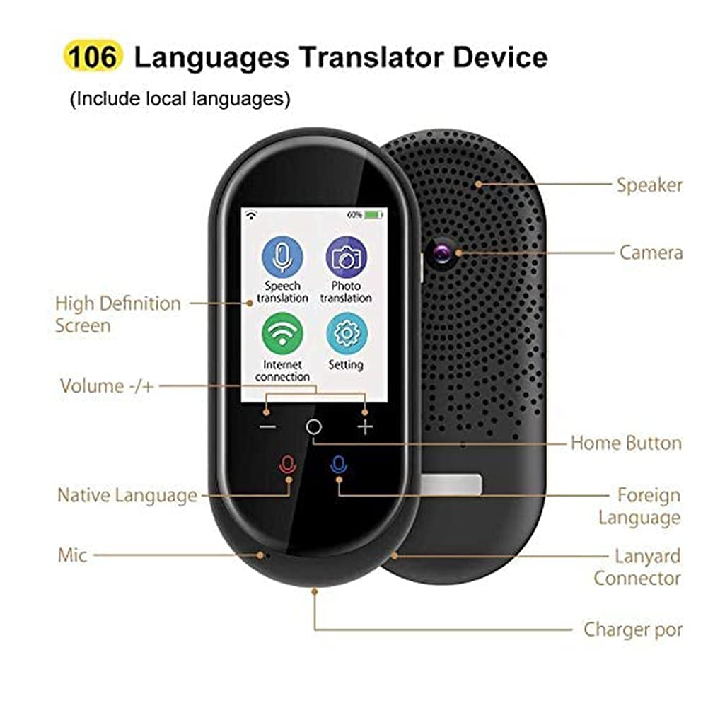 Urządzenie do tłumaczenia języka z tłumaczeniem kamery Połączenie słuchawek Bluetooth Ekran 2,4 cala 106 języków Rodzina tłumaczeń dwugłosowych Comfortable anniversary