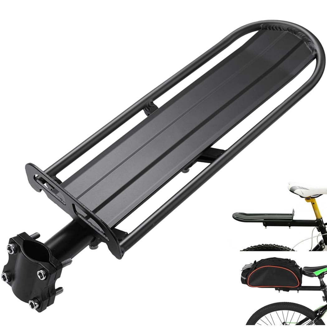 Verstellbares Fahrrad-Pannier-Rack, Universal-Design aus Aluminiumlegierung, 10 kg Tragkraft, Sattelrohrhalterung am Hinterbau für Gepäck/Rucksack, für MTB, City- und Faltrad, Sattelrohr 22-35 mm