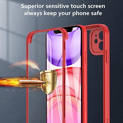 OWKEY for iPhone 11 Case 6.1 inch, 360 Degree Full Body Protective iPhone 11 Cases with Built-in Screen Protector Heavy Duty Protection Shockproof Cover for Women Girls for iPhone 11 (Red)