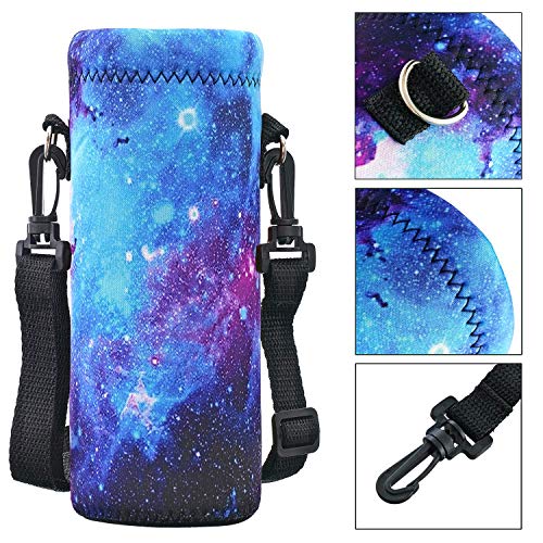 Image of RICHEN Neoprene Water Bottle Carrier Bag with Adjustable Shoulder Strap,Insulated Water Bottle Cover for Stainless Steel /Glass /Plastic Bottles