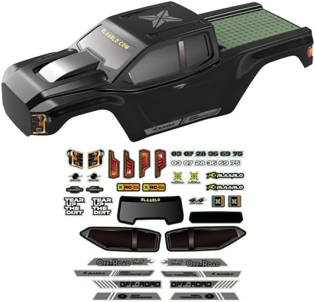 CROBOLL R11078 PC Car Body in Black for Mini1:10 RC Car, Spare Parts RC Truck Body Shell for RZ001