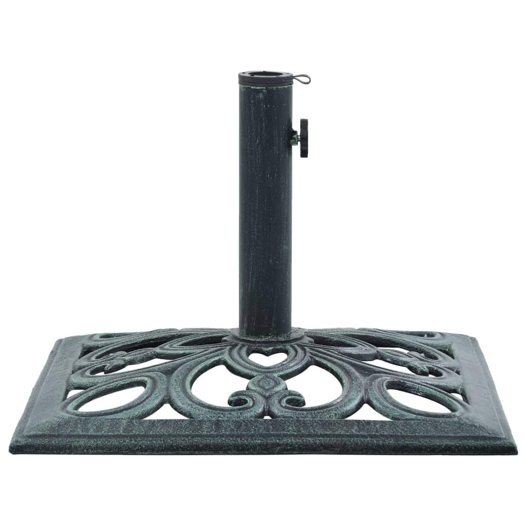 Socle de Parasol Vert 12 kg 49 cm Fonte,Pied De Parasol,Pied De Parasol Lourd,Pied De Parasol sur roulettes