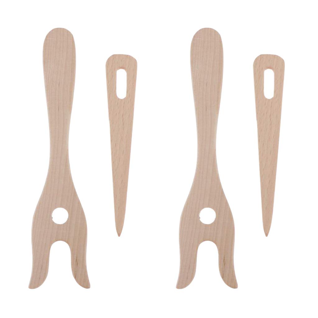 jewelry making 4Pcs Wooden Lucet Knitting Fork and Big Eye Needle Set Kids Handmade Braider, Lucet Fork Cordmaking Braiding Weaving Tool for Knitters, Crocheters