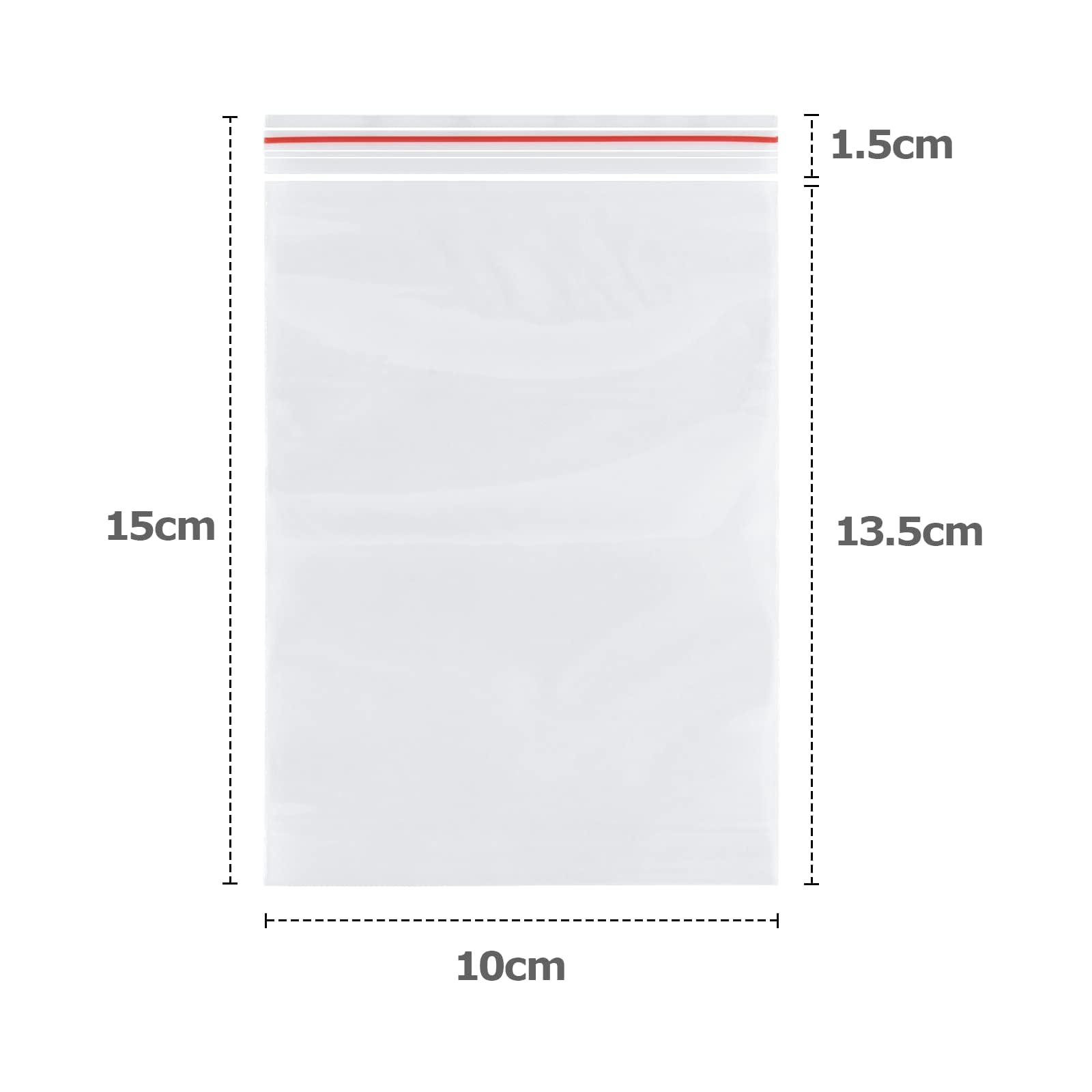 Carehabi Sacchetti con Zip Richiudibili Trasparenti 10 x 15 cm Plastica