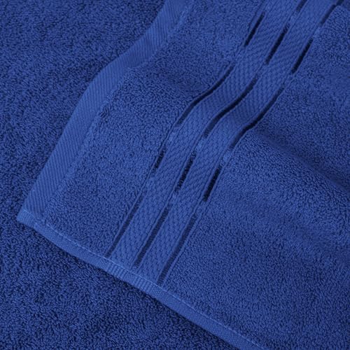 Image of Elegant Comfort Three Line Popcorn Towel Set for Bathroom 27 x 54 inches, Premium Hotel Quality 4-Pack Bath Towels, 100% Turkish Cotton, Soft and Durable, Quick Dry and Highly Absorbent, Cobalt Blue