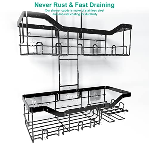 Shingone Hanging Shower Caddy Adjustable Length, Shower Caddy Over Shower Head With Hooks, Shower Rack Hanging Shower Organizer For Bathroom, Black #TOP4