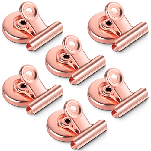 Grtard 6 Pack Magnetic Clips Heavy Duty, Magnet Clips for Fridge, Refrigerator Magnets, Strong Magnetic Clip,Scratch Free Magnets with Clip for Refrigerator, Whiteboard, Classroom, Locker (Rose Gold)