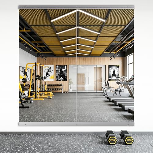 yarnuwa 48X24 2Pack Large Home Gym Mirror Frameless Tempered Glass Dance Wall Mounted Mirror for Home Yoga Dancing Studio Living Room