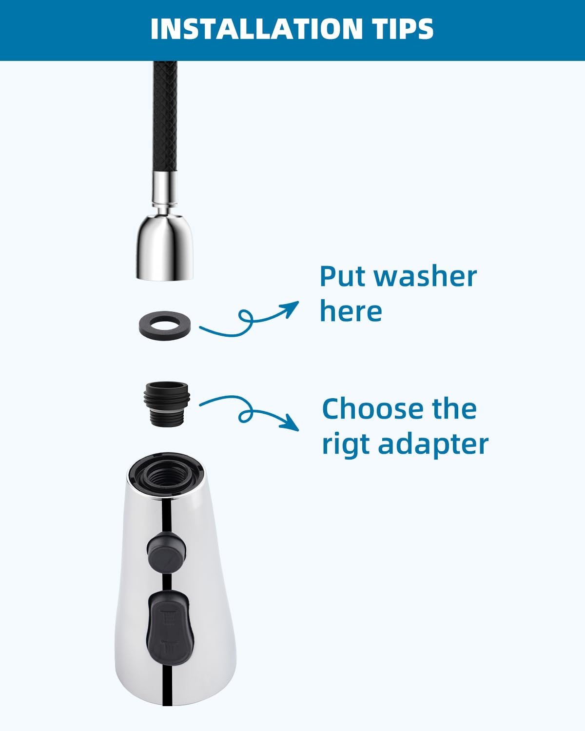 Cabezal universal de repuesto de grifo de cocina extraíble con 15 adaptadores, 3 modos de agua, cabezal rociador de grifo de fregadero de cocina, acabado cromado