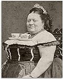 Busty Lady with Teacups Portrait Victorian Era Vintage Comedic Photo 11x14 Unframed Poster–Humorous Wall Art of a Funny 19th-Century Woman, Quirky Nostalgic Retro Aesthetics for Cafes, Bars, and Dorms