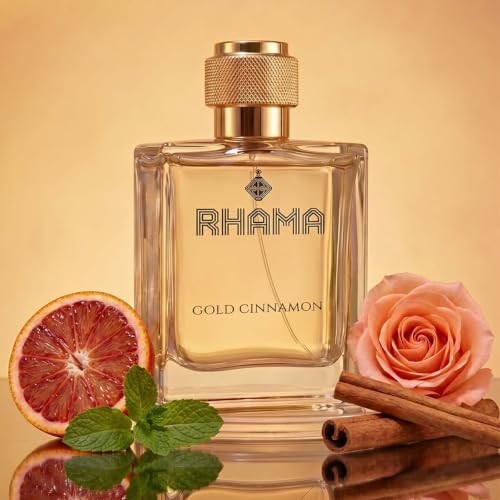 Image of Rhama Gold Cinnamon Perfume for Men 50ml | Long Lasting Premium | Spicy Amber Leather Warm Spicy Scent | Eau De Parfum