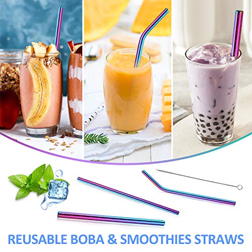Rose Gold Straws Reusable Metal Straw Stainless Steel Drinking Straws With Cleaning Brush 8.5" Smoothie Straws For 16 Oz 20 Oz Tumbler Cool Things For Women, Men #TOP5