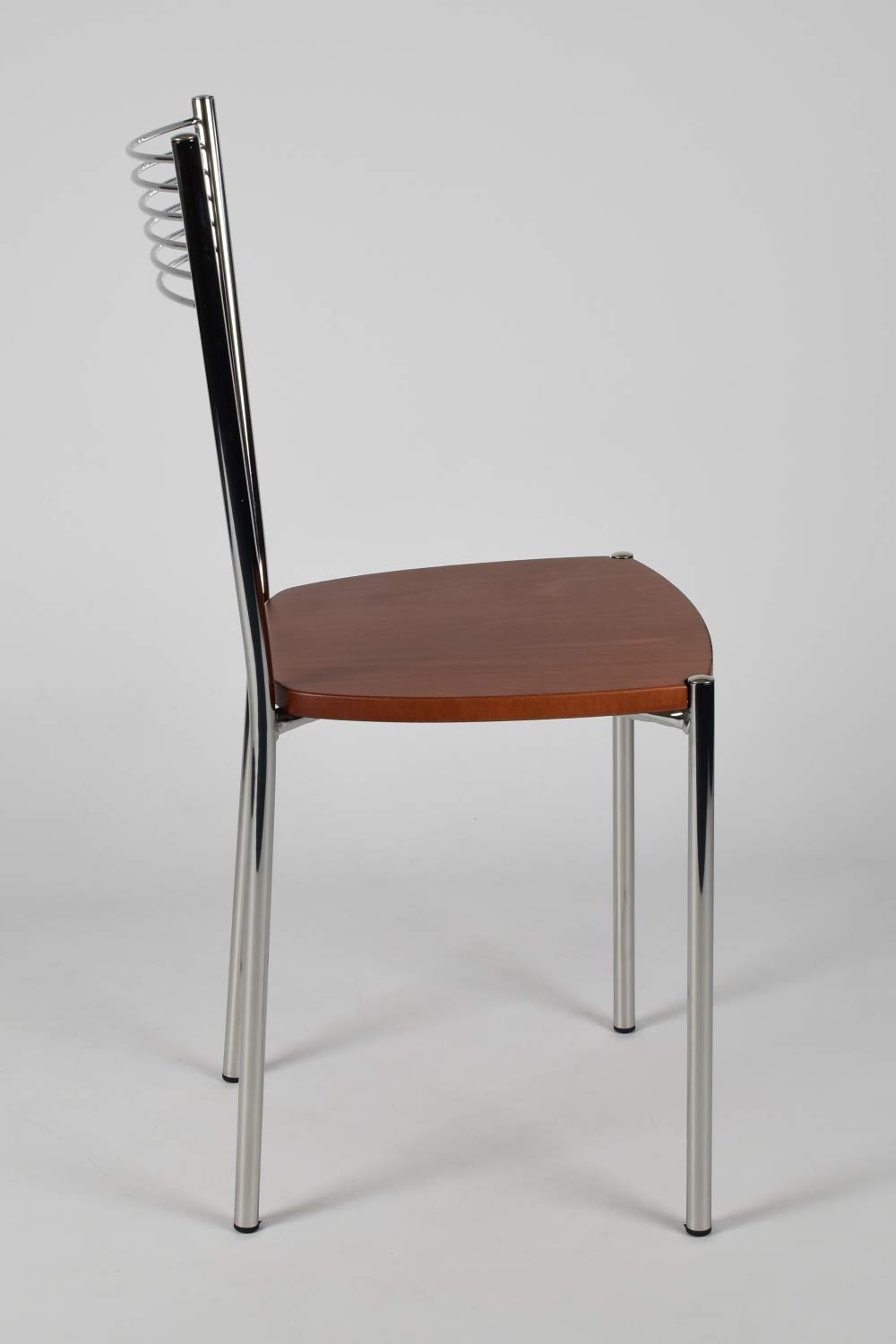 t m c s Tommychairs - Set 4 sedie modello Elegance per cucina bar e sala da pranzo, struttura in acciaio cromato e seduta in legno colore ciliegio
