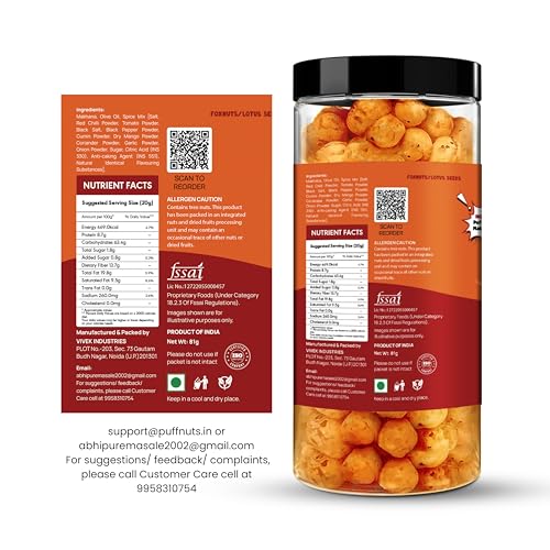 Image of Puffnuts COMBO of 4 Roasted and Flavoured Makhana | Healthy Snack | Namkeen Snacks | Puff Nuts | Gluten Free | Cholesterol Free | Protein Rich | Fiber Rich | With Calcium & Magnesium | Roasted in Olive Oil - 324g (Pack Of 4, Tangy Tomato, Jaggery & Sesame, Cream & Onion, Mexican Chipotle)