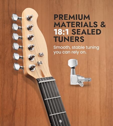 TOSTAR DIY Electric Guitar Kit with Mahogany Body, Purpleheart Fingerboard, Build Your Own Solid Body Electric Guitar Setup Kit, Easy Assembly 6 String Guitar, Birthday Gifts, TL Style — view 2