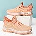 Toumov Womens Running Shoes Breathable Flying Knitting Lace Up Mesh Walking Shoes Slip On Sneakers Non Slip Athletic Workout Gym Sneakers Comfortable Fashion Shoe Pink