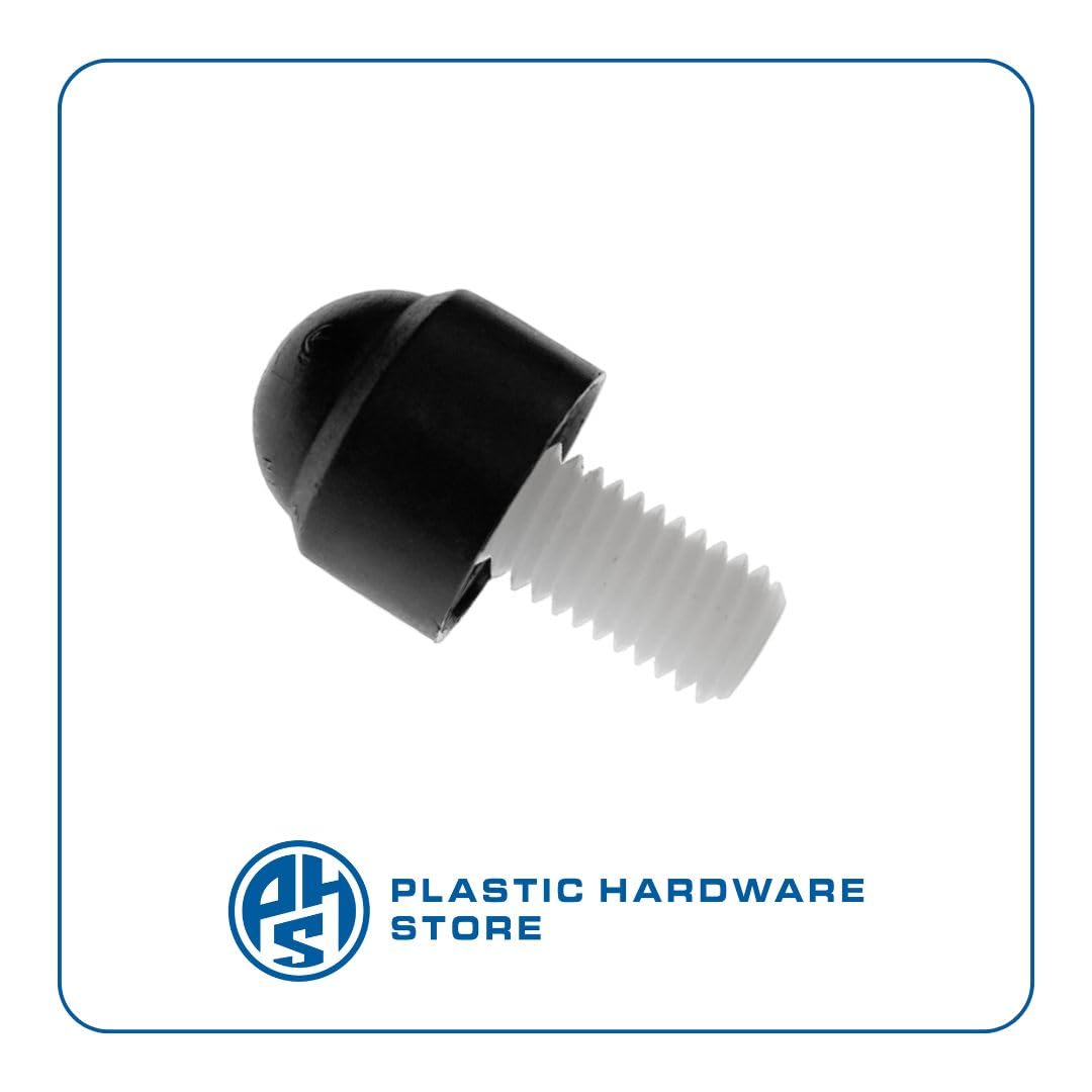 Tapones de plástico (polietileno) con cúpula, tapón protector para tornillos con cabeza hexagonal, para tornillos, tuercas y pernos - M27 - Negro - 100 unidades Plastic Hardware Store