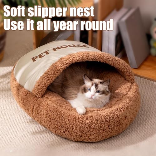 Lit pour chat à capuche douillet, parfait pour voyager ou se reposer au salon - 3