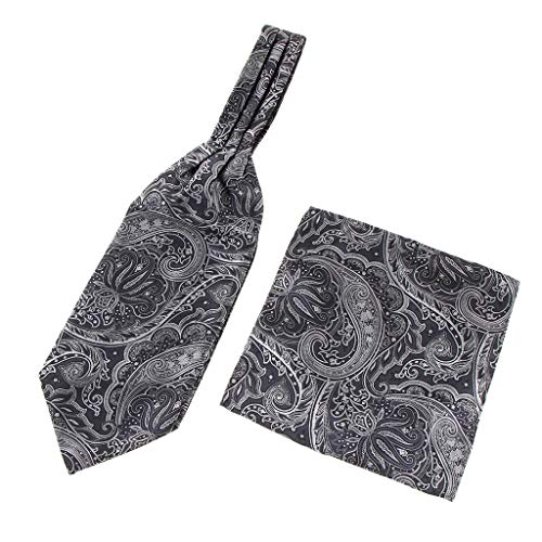 Fityle Mens Casamento Gravata Formal Ascot Scrunch Auto Pescoço Gravata Bolso Conjunto Quadrado - Pa