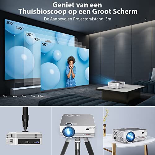 UpLiving® LCD Mini Beamer met WiFi | Met Bluetooth | Native Full HD | 10.000:1 Contrastratio | 8.000 Lumen | Projector - Mini Beamer - Draagbare Pocket Beamer - Afstandsbediening - Draagtas - Image 6