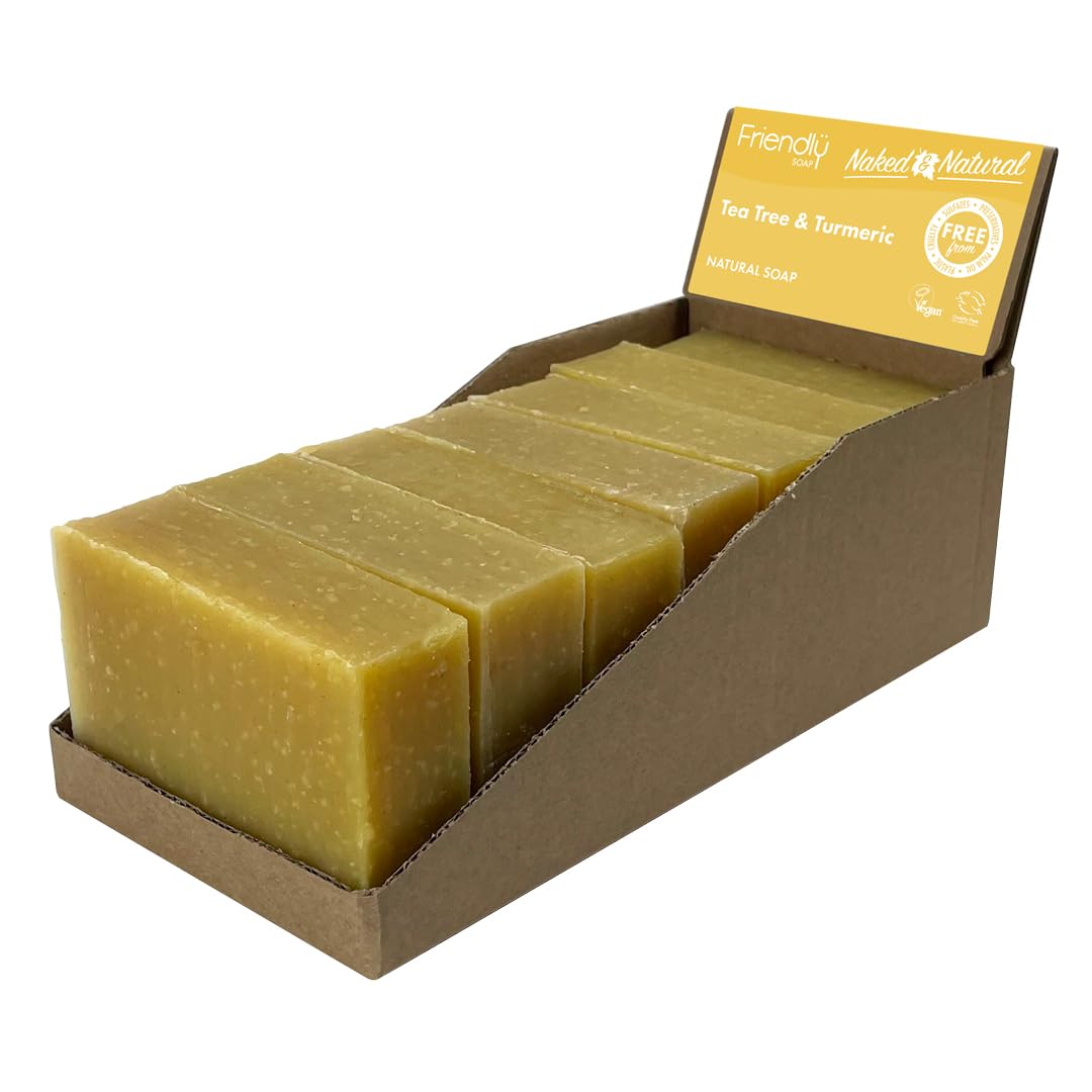 Friendly Soap Naked & Natural Silky Tea & Turmeric Tree (7 x 95g) - Herbal - Cruelty Free - Handmade - No Preservatives or Sulfates - Recyclable, Sustainable