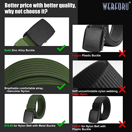 WERFORU Men's Nylon Belt, Military Tactical Belts Breathable Webbing Canvas Belt with Metal Buckle2