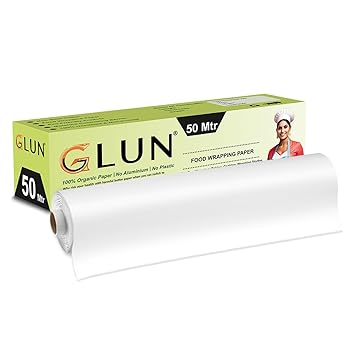 GLUN® Butter Paper Roll – 50 Meter | 40 GSM | 100% Uncoated & Non-Printed | Chemical-Free, Plastic-Free, Non-Stick Wrapping Paper for Baking, Cooking & Food Storage - image, photos