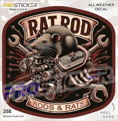 Red Ink Adesivo (decal) 'Rat Rod' ProSticker 718 - Misura 4x7 Pollici, Fatto In USA, Stile Hot Rod E Gasser Sticker Jukebox