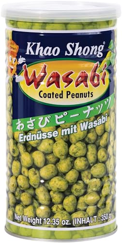Khao Shong - Geröstete Erdnüsse im Teigmantel mit Wasabi Geschmack - Scharfer Asia Snack - Snacks & Nüsse - Original aus Thailand - 1 x 350 g