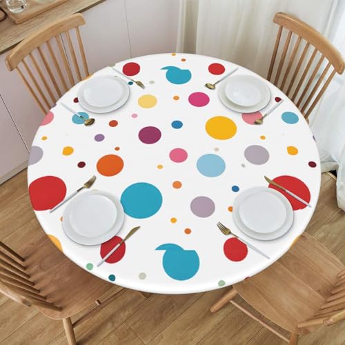 Nappe ronde ajustée en polyester de qualité à beau motif - 4